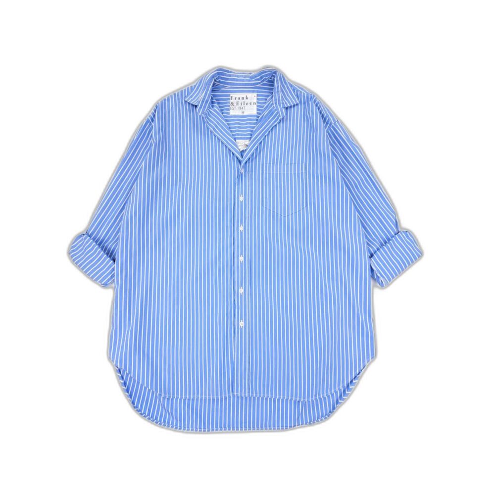 FRANK & EILEEN Shirley Oversized Button-Up Shirt Striped Everyday Poplin Coastal